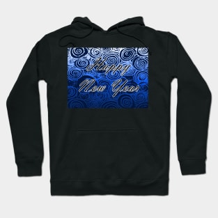 Happy New Year Swirls Blue Hoodie